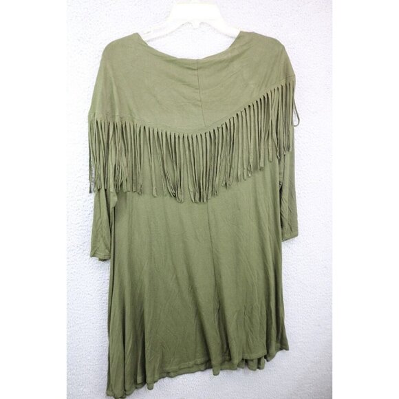 Entro Fringed Soft Dress-Size Small-3/4 Sleeves-Western-Boho - Picture 6 of 7